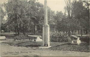 Vintage Postcard; Central Park, Cannons, Sterling IL Whiteside County Wheelock