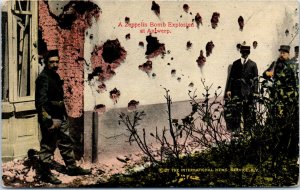 1910s WW1 A Zeppelin Bomb Explosion at Antwerp Belgium Postcard