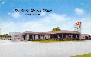 De Ville Motor Hotel Motel Mannheim Road Rt 45 Des Plaines Illinois postcard