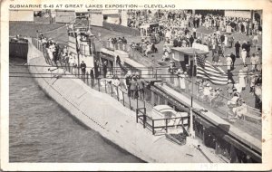 Postcard Submarine S-49 Great Lakes Exposition in Cleveland, Ohio