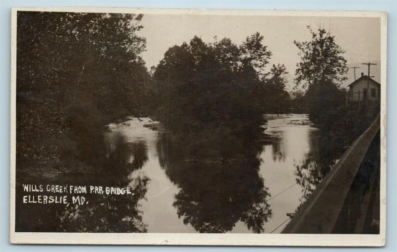 Postcard MD Ellerslie Wills Creek PRR Bridge RPPC Photo Allegany County c1920 S7