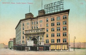 Boston MA Castle Square Theatre Signage Matinees Daily Postcard