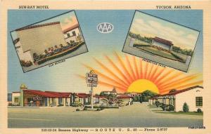 1940s TUCSON ARIZONA Sun Ray Motel Interior Entrance TEICH postcard 2991