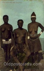Zulu with wife and Daughter African Nude Unused light corner wear, Unused