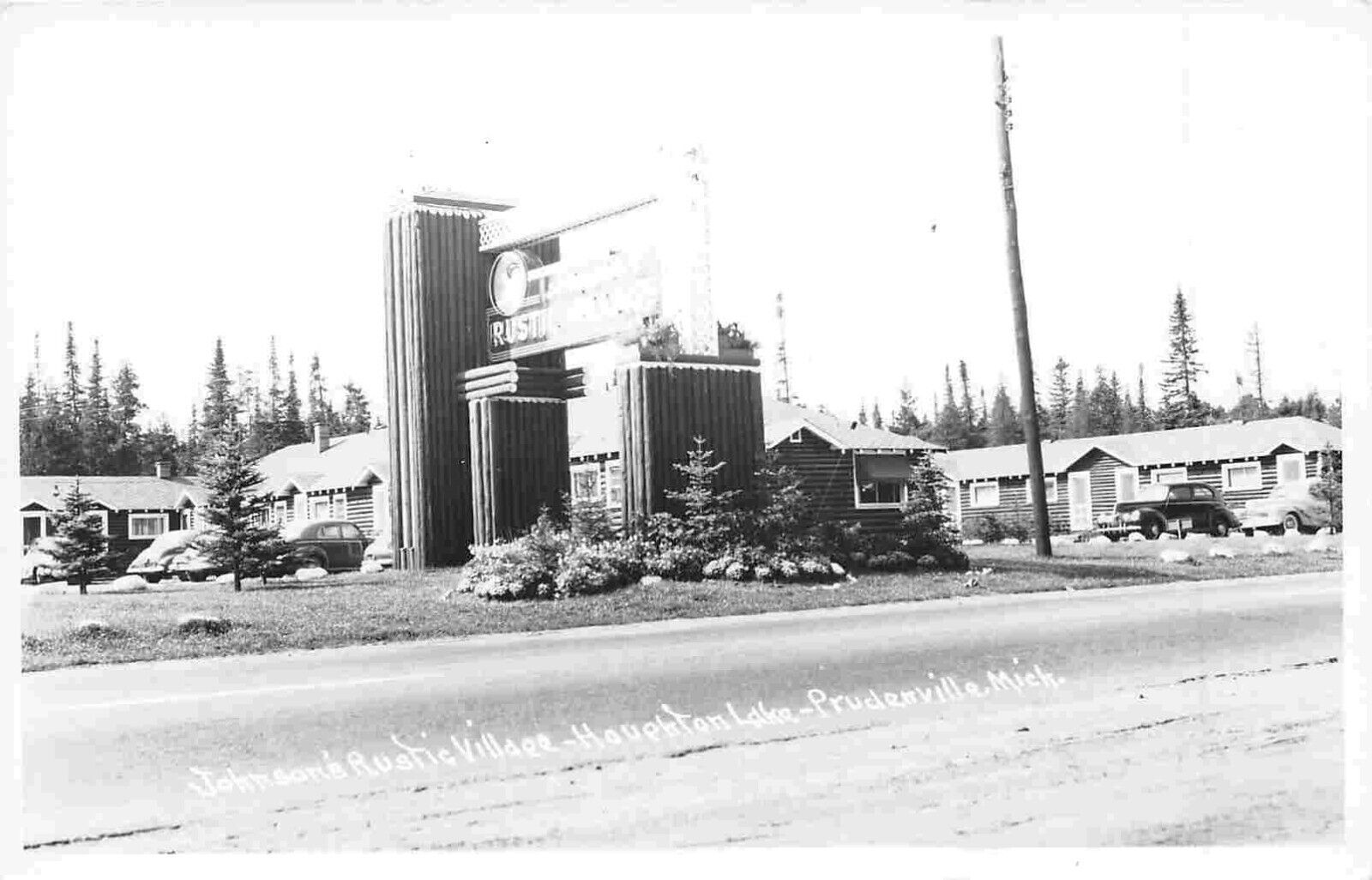 Johnson Rustic Village Houghton Lake Prudenville Michigan Real Photo