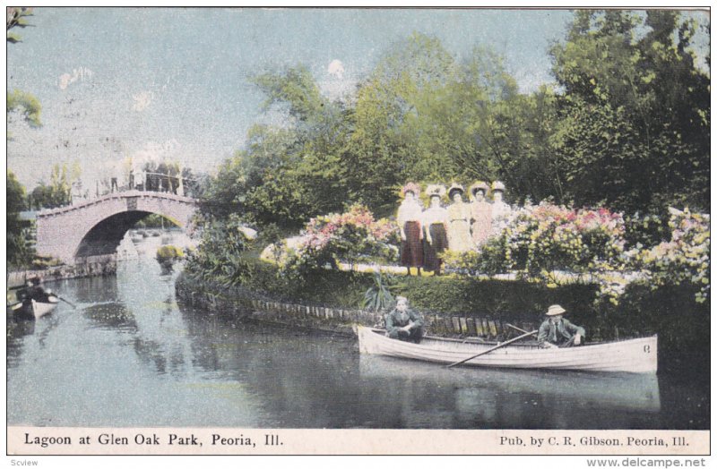 PEORIA, Illinois, 1900-1910s; Lagoon At Glen Oak Park