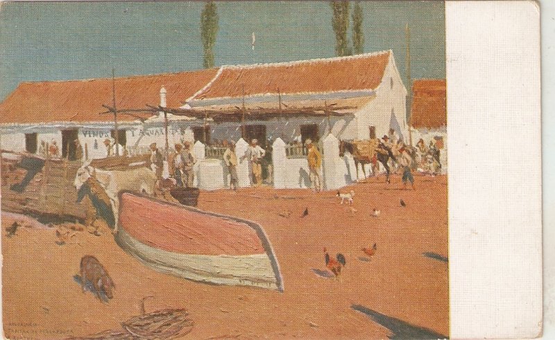 M. Bertuchi.. Taberna de Pescadores Nice vintage Spanish art postcard