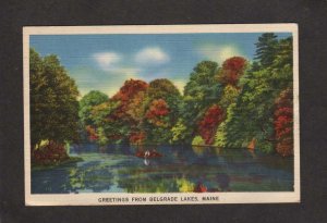 ME Greetings From the Belgrade Lakes Maine Postcard Linen PC