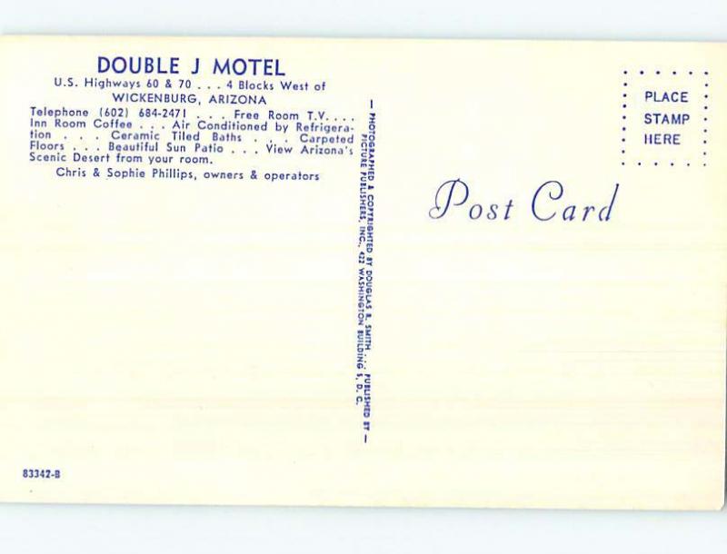 Unused Pre-1980 DOUBLE J MOTEL Wickenburg Arizona AZ n9258