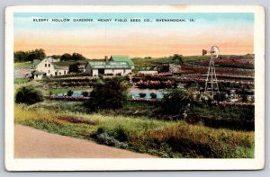 Farming~Air View Sleepy Hollow Gardens Henry Field Seed Co~Vintage Postcard