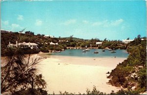 Cove Tuckers Town Castle Harbour Hotel Beach Boats VTG Postcard PM WOB Note 