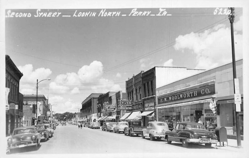 Perry Iowa Second Street Woolworth Real Photo Postcard AA104052