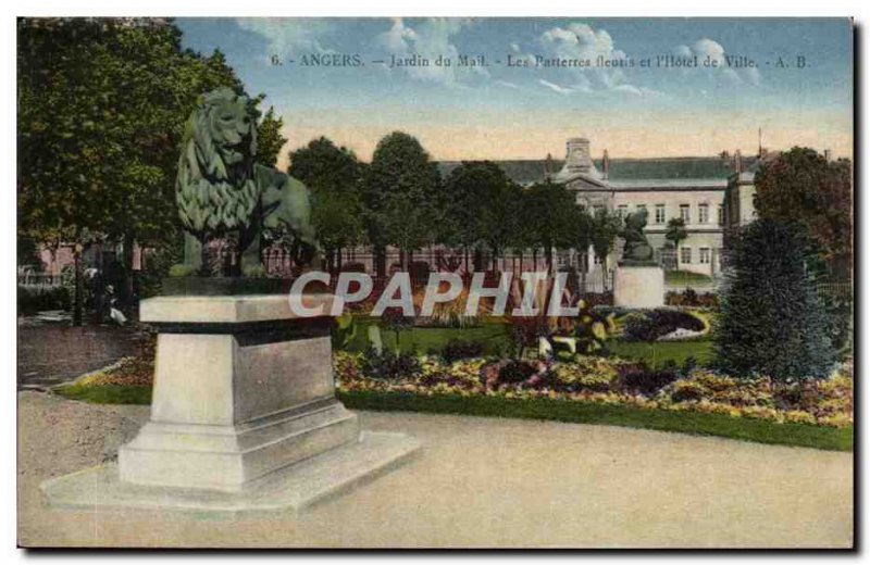 Angers Old Postcard Jardin du Mail The flowerbeds and & # 39hotel city (Lion)