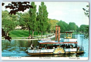Montreal Quebec Canada Postcard Lafontaine Park Steamboat Ride c1950's Vintage