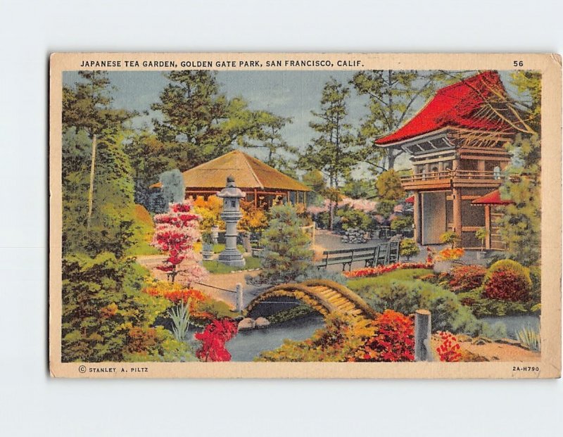 Postcard Japanese Tea Garden, Golden Gate Park, San Francsico, California