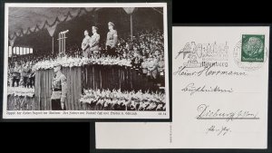 GERMANY THIRD 3RD REICH NSDAP ORIGINAL PROPAGANDA POSTCARD NUREMBERG RALLY 1938