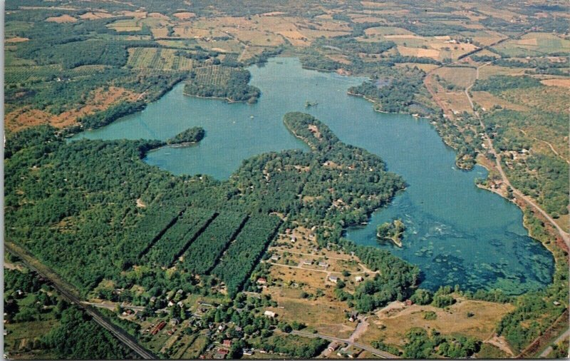 Columbia County New York Kinderhook Lake Scenic Birds Eye View Chrome Postcard 