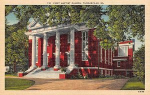 THOMASVILLE, GA  Georgia        FIRST BAPTIST CHURCH      c1940's Linen Postcard