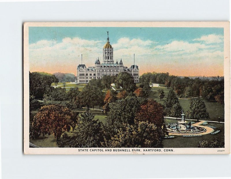 Postcard State Capitol And Bushnell Park, Hartford, Connecticut