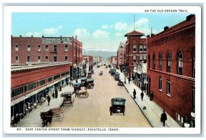 c1940s East Center Street From Viaduct Pocatello Idaho ID Unposted Cars Postcard