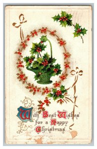 1911 Postcard With Best Wishes For A Happy Christmas Vintage Standard View Card 