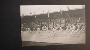 1912 Olympics Mint RPPC Postcard Stockholm English Gymnasts The Stadium Sweden