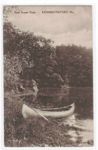 Canoe Canoeing Sunset Rock Kennebunkport Maine postcard 