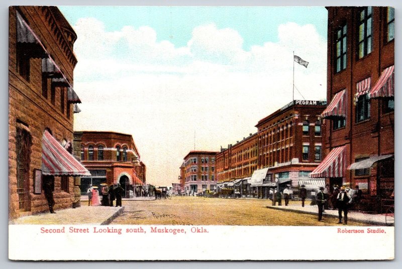 Muskogee Oklahoma~Second Street~Pegram Dry Goods Store~Robertson Studio~1908 PC