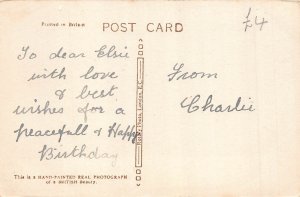 Hand-painted RPPC Actress Gladys Cooper and Children on Pony postcard