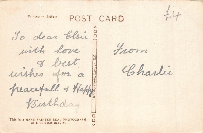 Hand-painted RPPC Actress Gladys Cooper and Children on Pony postcard