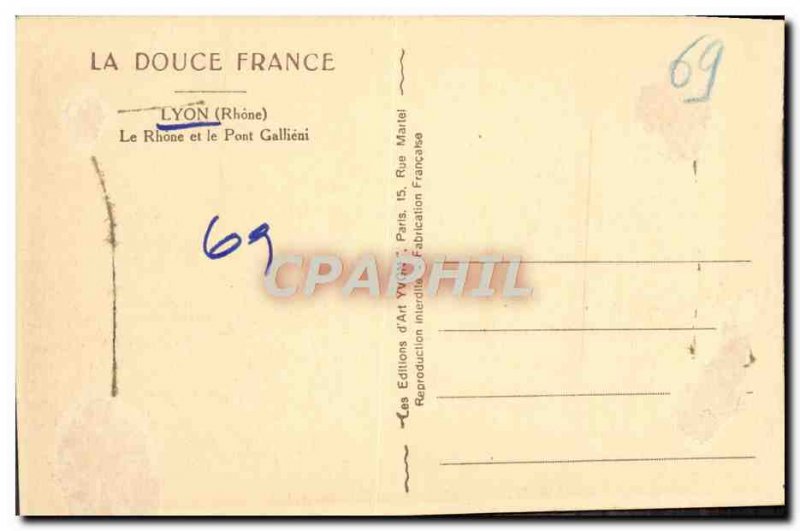 Old Postcard Lyon Rhone and Le Pont Gallieni
