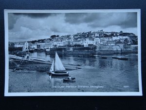 Cornwall MEGAGISSEY Outer Harbour Entrance - Old RP Postcard by Precision