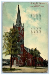 1911 St. Mary's Catholic Church Fort Madison Iowa IA Posted Vintage Postcard