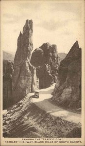 Black Hills South Dakota SD Needles Highway Traffic Cop Rock Vintage Postcard