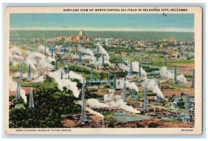 1937 Airplane View of North Capitol Oil Field Oklahoma City OK Postcard 