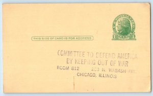 Chicago Illinois IL Postal Card Committee to Defend America c1930's Vintage