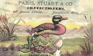 1880's Paris, Stuart & Co. Confectioners Candy Frog Victorian Trade Card #2 P134