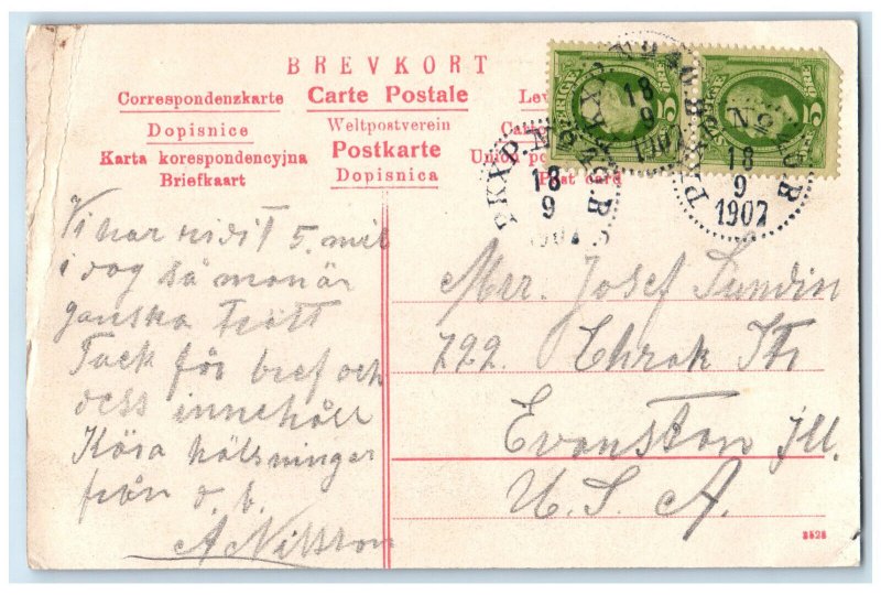 1907 View of Stenungsund Västra Götaland County Sweden Posted Antique Postcard