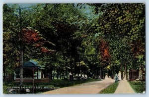 c1910's Log Cabin Lafayette Park Trees Tourist Austin Minnesota Antique Postcard