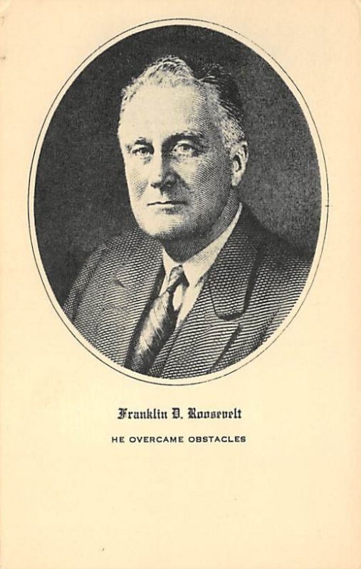 Franklin D. Roosevelt He Overcame Obstacles View Postcard Backing 