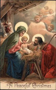 PFB 11060 Christmas Nativity Mary Joseph Baby Jesus c1910 Vintage Postcard