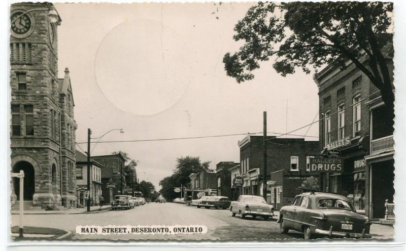 Main Street Cars Deseronto Ontario Canada 1956 RPPC real photo postcard