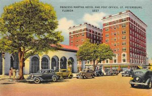 Princess Martha Hotel Post Office St Petersburg Florida linen postcard
