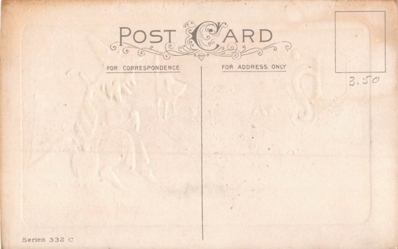 Witch playing Mandolin Stecher Halloween Postcard hol3004