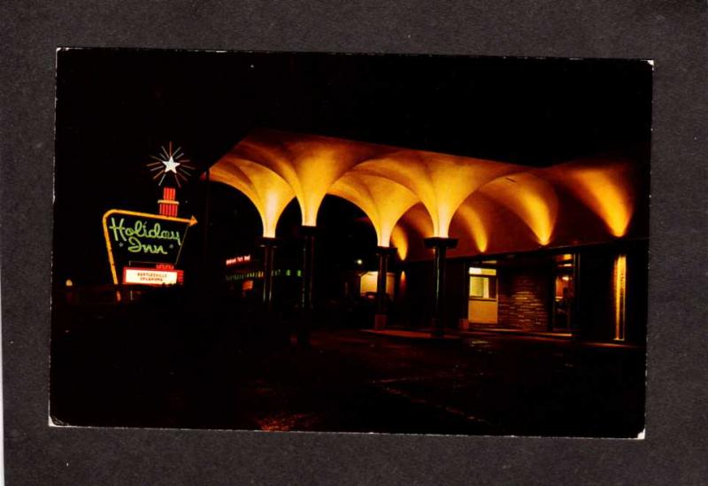 OK Holiday Inn Hotel Motel Bartlesville Oklahoma Postcard PC Night View