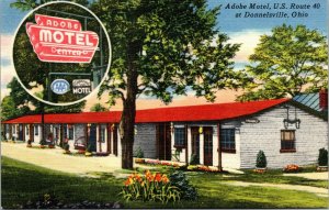 Vtg Adobe Motel US Route 40 Donnelsville Ohio OH Vintage Postcard