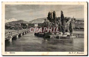 Old Postcard Geneve Ile Rousseau