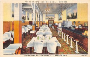 Marietta Ohio 1940s Postcard Pinkerton's Dining Hall Restaurant