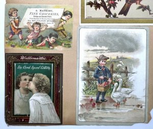 Antique Victorian Scrapbook Page - Various Victorian Trade Cards etc