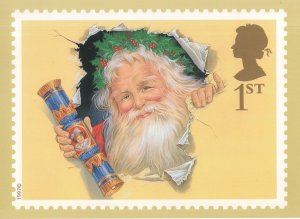 Santa Claus Ripping Crackers Father Christmas RMPQ Stamp Postcard